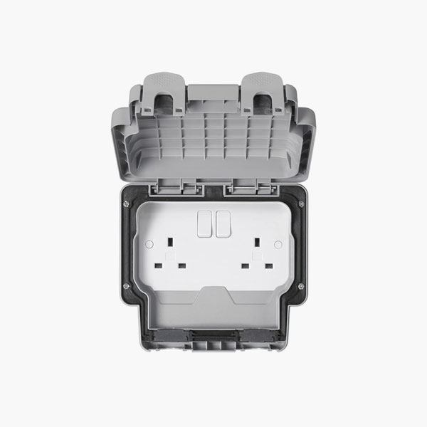 MK 13A Switch Socket, Double, W/P, Grey, K56482GRY