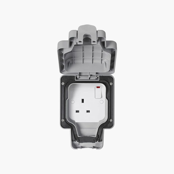 MK 13A Switch Socket, Single, W/P, Grey, K86486GRY