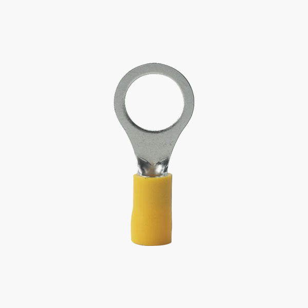 PVC INSULATED RING TERMINALS (RING TYPE LUGS), SIZE: 4-6mm2, HOLE DIA: 6.4mm, 100PCS/PACK, YELLOW, TM-RN-IN-6.4Y, EASE