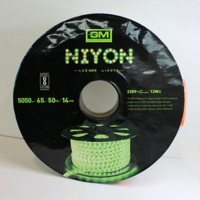 GM NIYON - LED ROPE LIGHT SMD 5050 IP65, GREEN, 50 METER ROLL, NIY65-5050-14LM-G