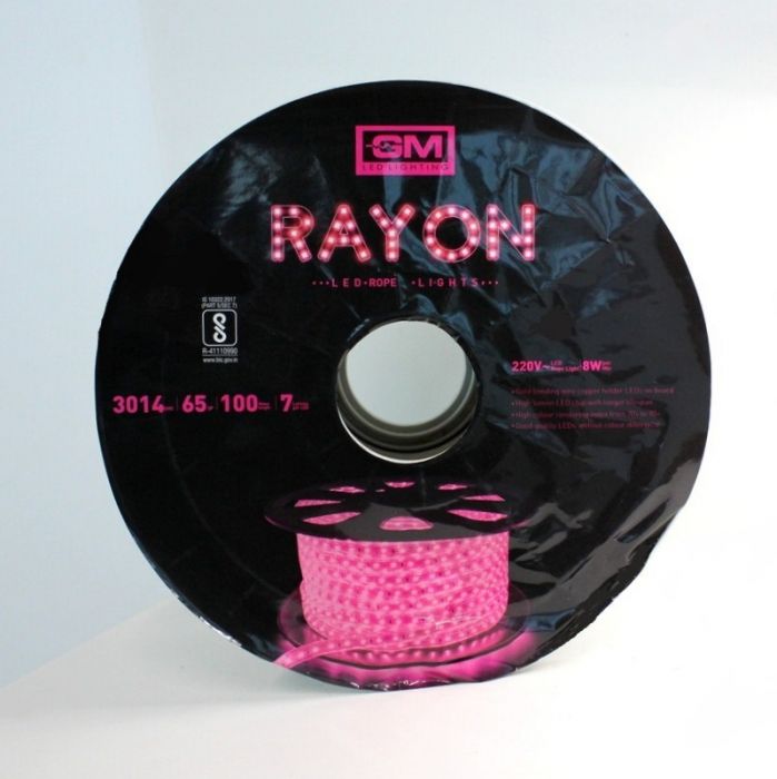 GM RAYON - LED ROPE LIGHT SMD 3014 IP65, PINK, 100 MTR ROLL, RAY65-3014-7LM-P