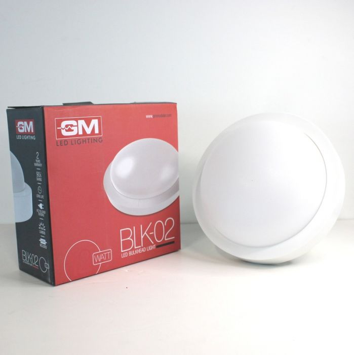 GM LED BULKHEAD BLK02 - 12W, ROUND, 3000K, BLK-12-3K-IP65-02-W