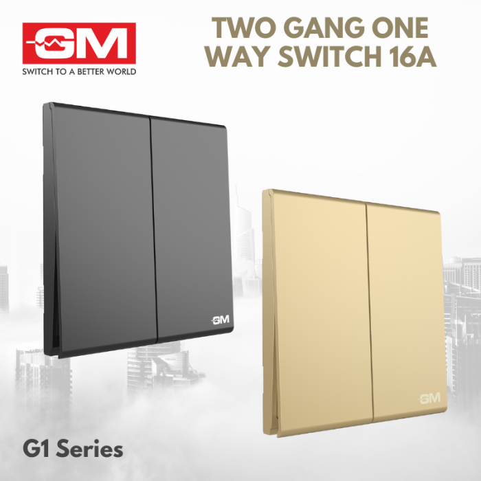 GM TWO GANG ONE WAY SWITCHES, 16A, G1 SERIES