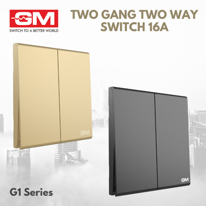 GM TWO GANG TWO WAY SWITCHES, 16A, G1 SERIES