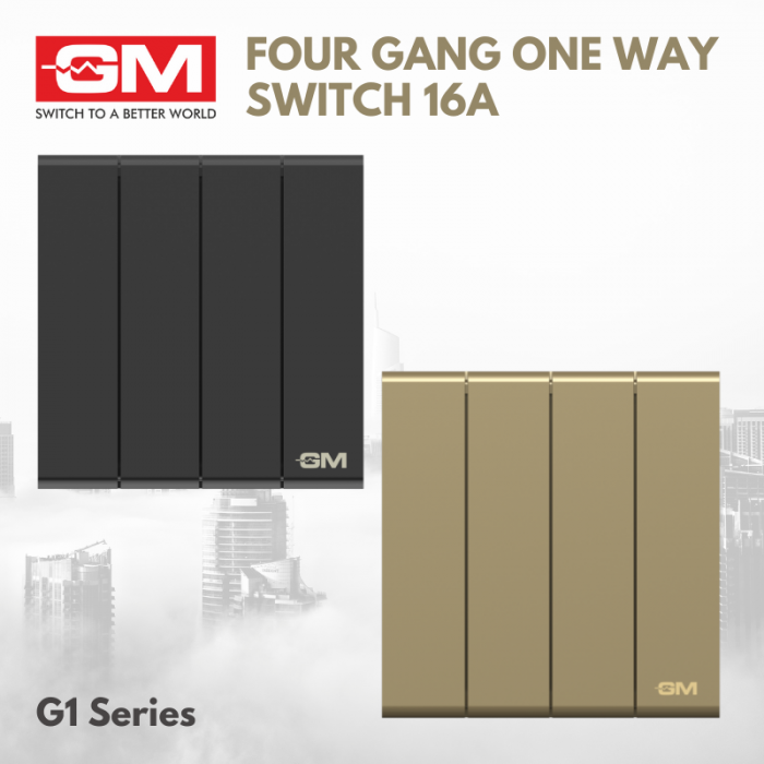 GM FOUR GANG ONE WAY SWITCHES, 16A, G1 SERIES