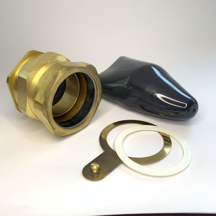 20L CW BRASS CABLE GLAND WITH LSF SHROUD, EARTH TAG AND NYLON WASHER, COMPLETE SET, RUPAM