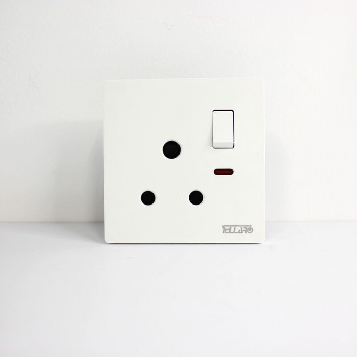 TELLARO 15AMP SWITCHED SOCKET OUTLET WITH NEON, SCREWLESS, VANCOUVER T3431