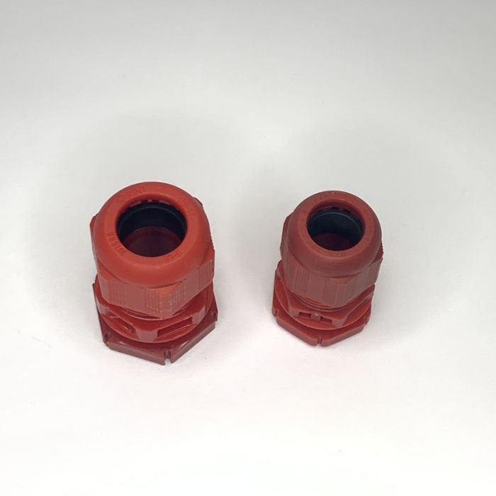 20MM FIRE ALARM CABLE GLAND WITH LOCKNUT, RED, IP68, CABLE RANGE: 7.5 - 14MM