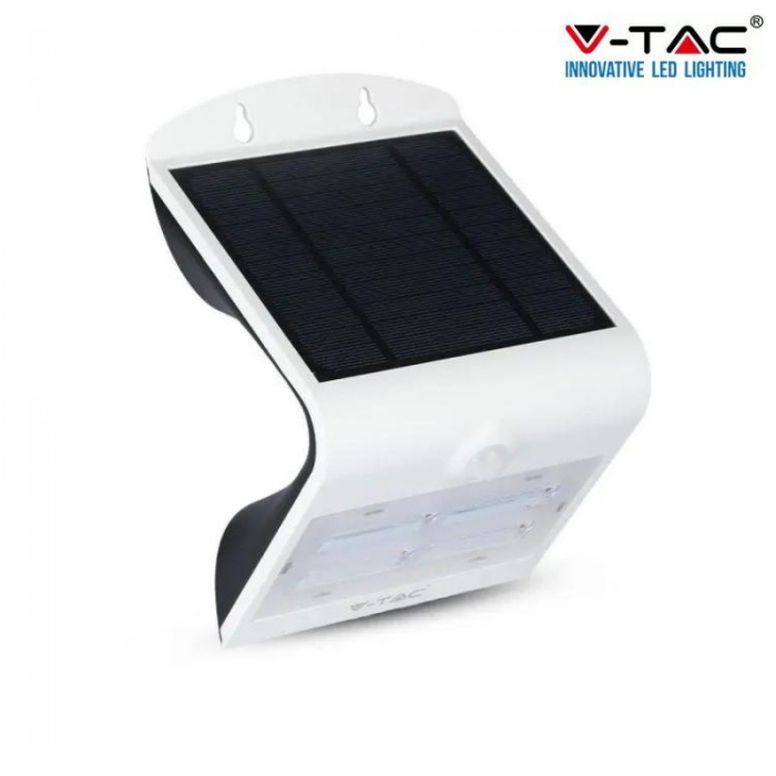 V-Tac 3W Led Solar Wall Light, 4000K-3000K, White-Black, VT-768