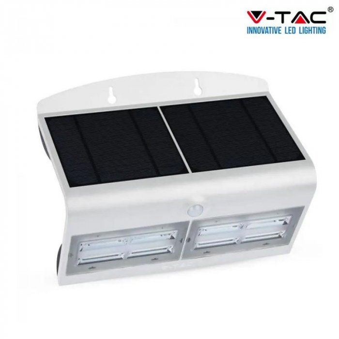 V-Tac 7W Led Solar Wall Light, 4000K-4000K, White-Black, VT-767-7