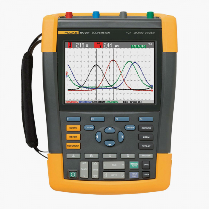 Fluke Handheld Oscilloscope, 190-204-UK, ScopeMeter 190 Series II, 4 Input Channel, 200MHz