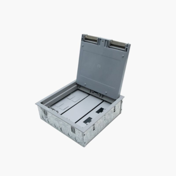 Cathpro 250x250 Economic Raised Floor Box With, Plates (Double Socket + Data + Blank) Complete Set