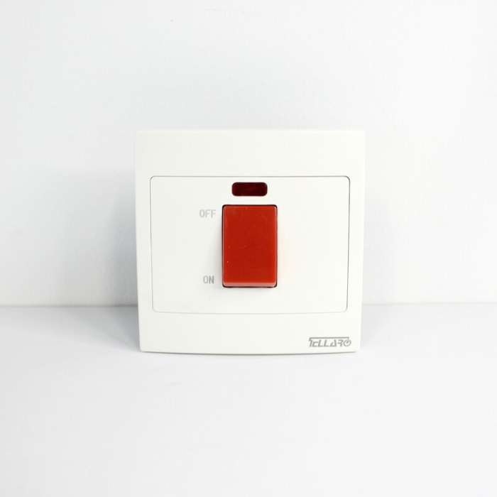 Tellaro 45A DP Switch With Neon Indicator Size : 3 X 3 Screwless, Toronto T2327