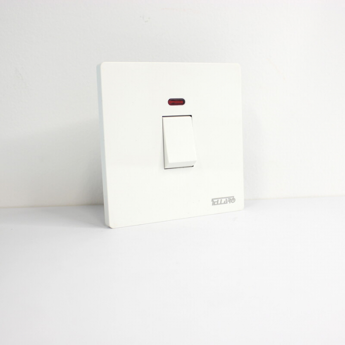 Tellaro 20A DP Switch With Neon Indicator Wide Rocker Screwless, Vancouver T3324