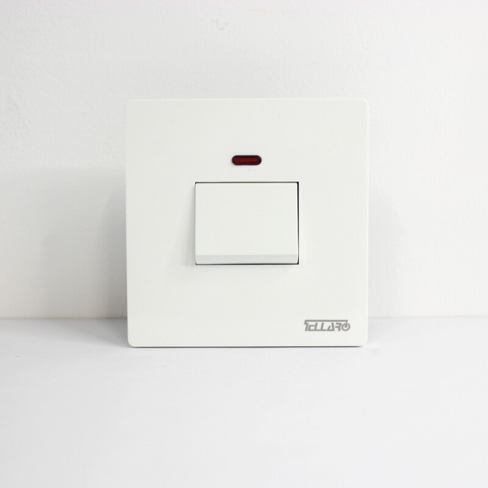 Tellaro 45A DP Switch With Neon Indicator Size : 3 X 3 Wide Rocker Screwless, Vancouver T3327