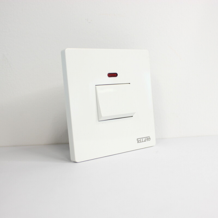 Tellaro 45A DP Switch With Neon Indicator Size : 3 X 3 Wide Rocker Screwless, Vancouver T3327