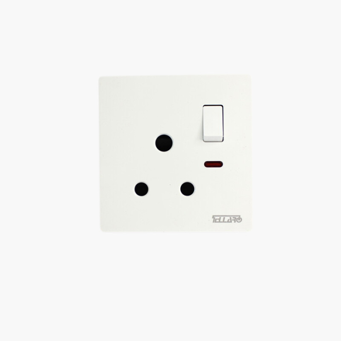 Tellaro Switched Socket Outlet With Neon, Screwless, 15Amp, Vancouver T3431
