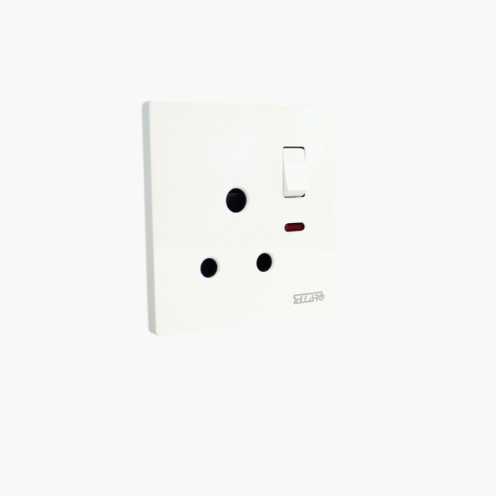Tellaro Switched Socket Outlet With Neon, Screwless, 15Amp, Vancouver T3431