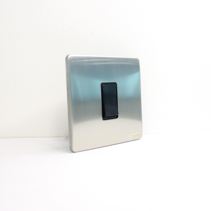 Tellaro Brushed Chrome Screwless Switch, 1 Gang 2 Way, Montreal T4302BC