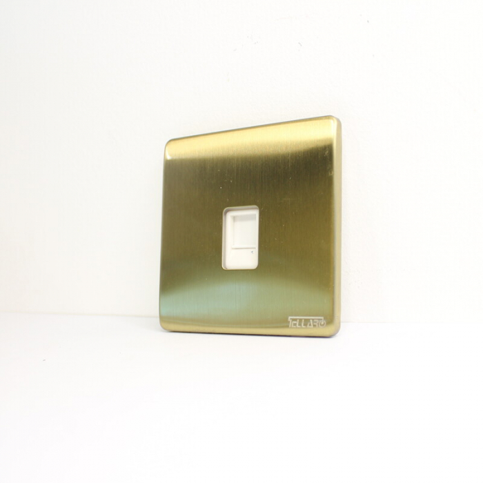 Tellaro Data Socket Face Plate Only, Brushed Brass Screwless, 1 Gang, Montreal T4442BB