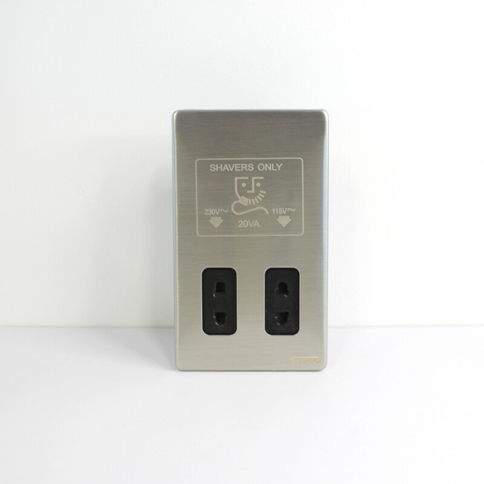 Tellaro Shaver Socket Brushed Chrome Screwless, Montreal T4458BC