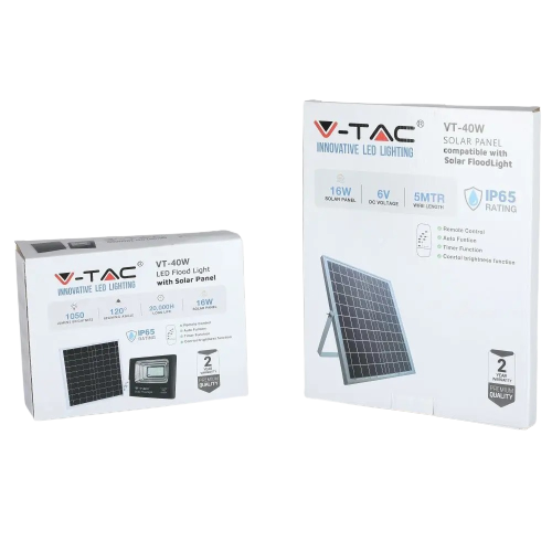 V-Tac, 40W 6000K IP65 LED Solar Flood Light, VT-40W