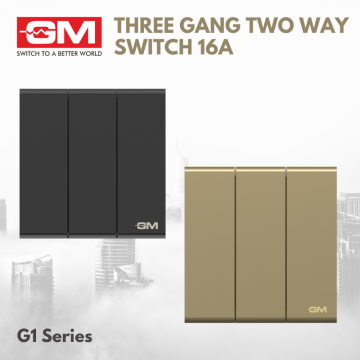 GM Three Gang Two Way Switch, 16A, G1 Series