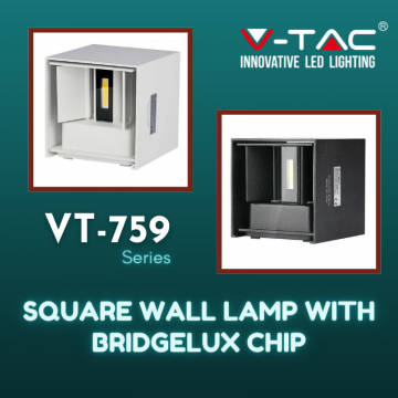 V-Tac Square Wall Lamp With Bridgelux Chip, VT-759