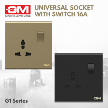 GM  Universal Socket With Switch 16A, G1 Series